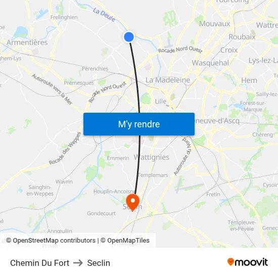 Chemin Du Fort to Seclin map