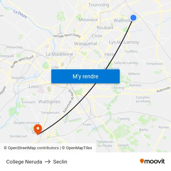 College Neruda to Seclin map
