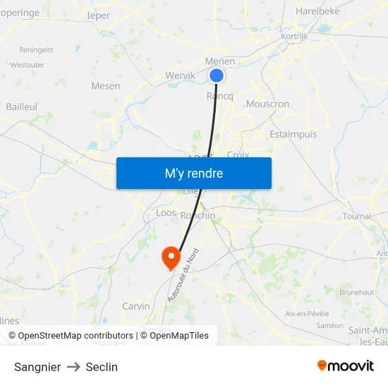 Sangnier to Seclin map