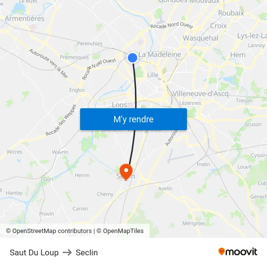 Saut Du Loup to Seclin map