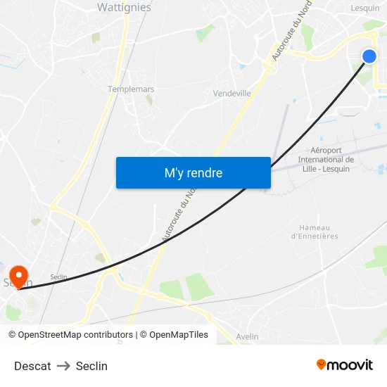 Descat to Seclin map