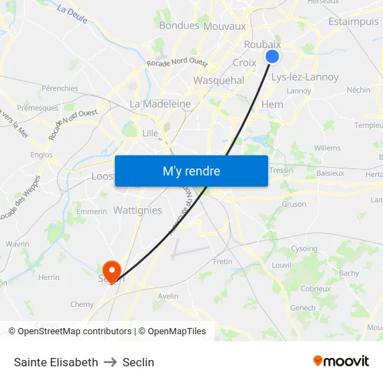 Sainte Elisabeth to Seclin map