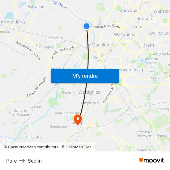 Pare to Seclin map