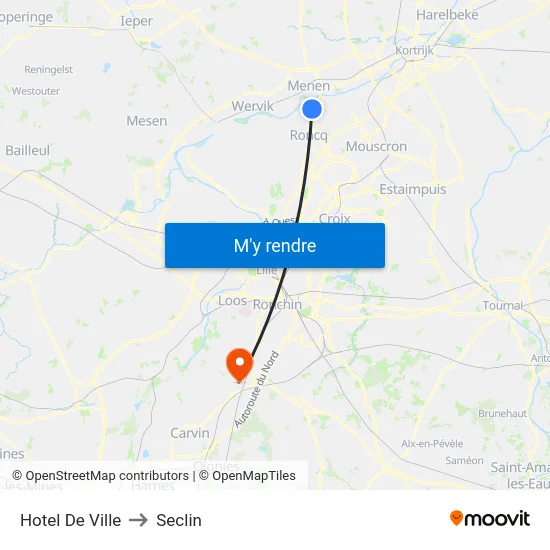 Hotel De Ville to Seclin map