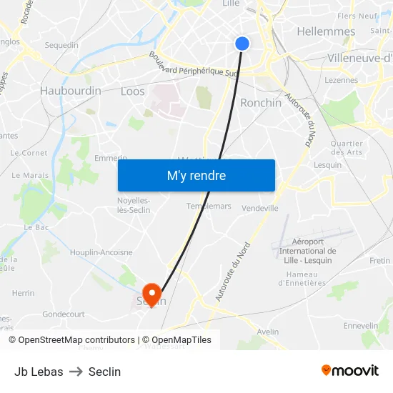 Jb Lebas to Seclin map