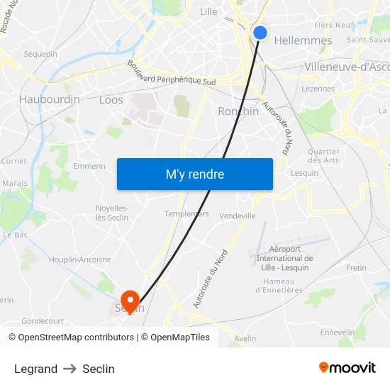 Legrand to Seclin map