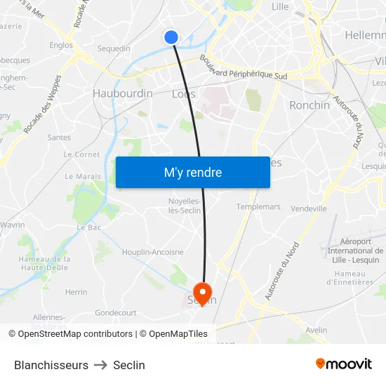 Blanchisseurs to Seclin map