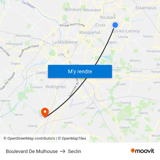 Boulevard De Mulhouse to Seclin map