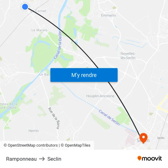 Ramponneau to Seclin map
