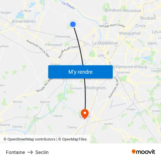 Fontaine to Seclin map