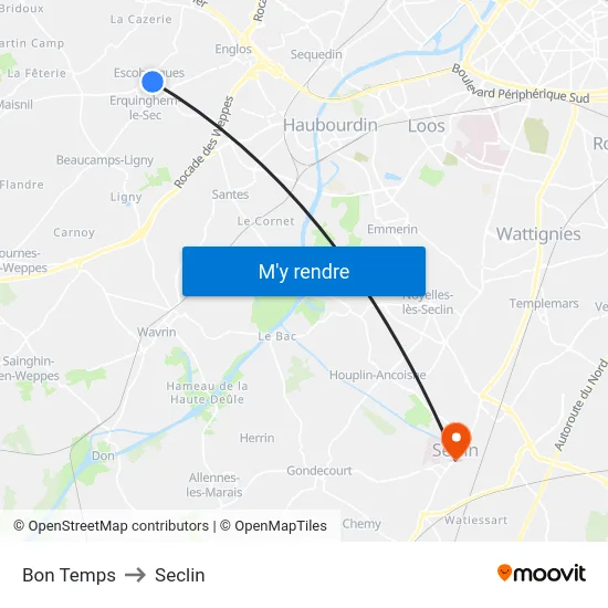 Bon Temps to Seclin map