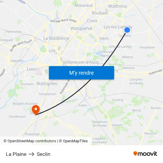 La Plaine to Seclin map