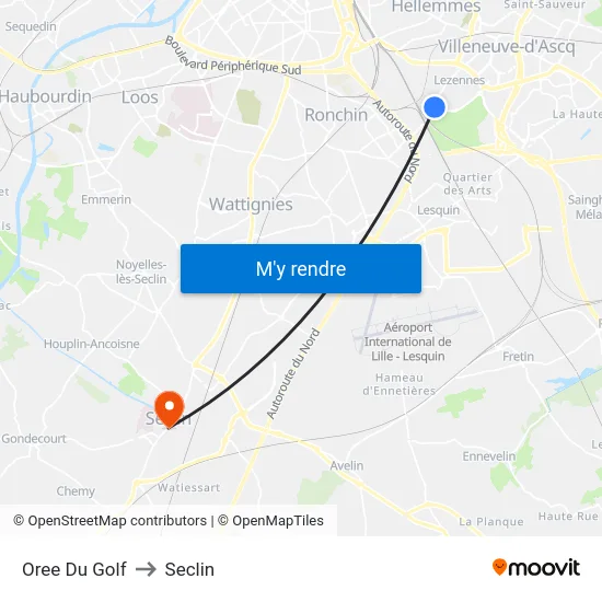 Oree Du Golf to Seclin map