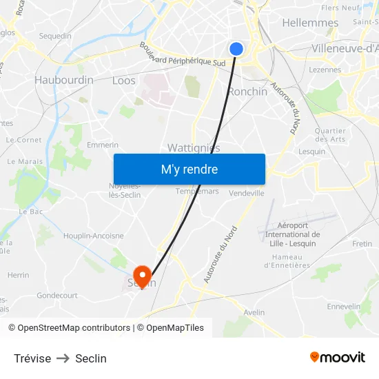 Trévise to Seclin map