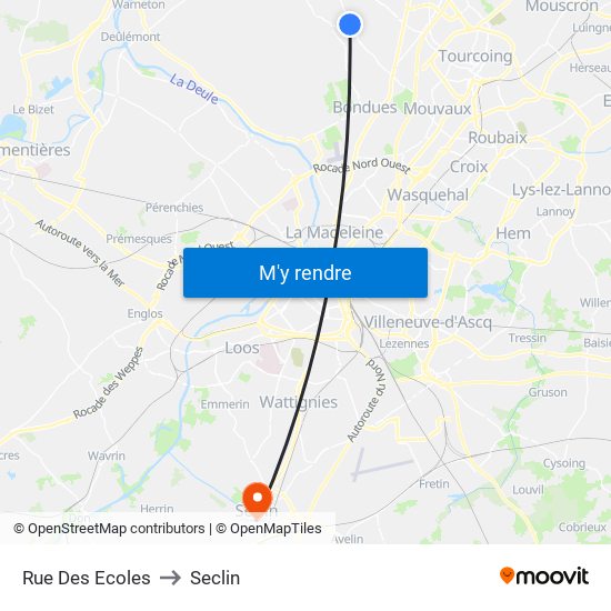 Rue Des Ecoles to Seclin map