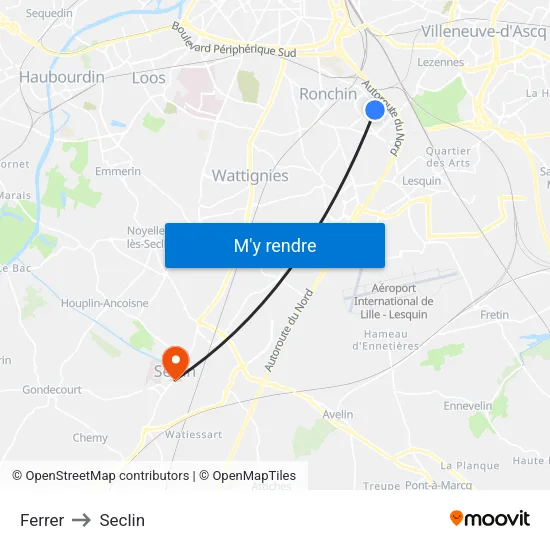Ferrer to Seclin map