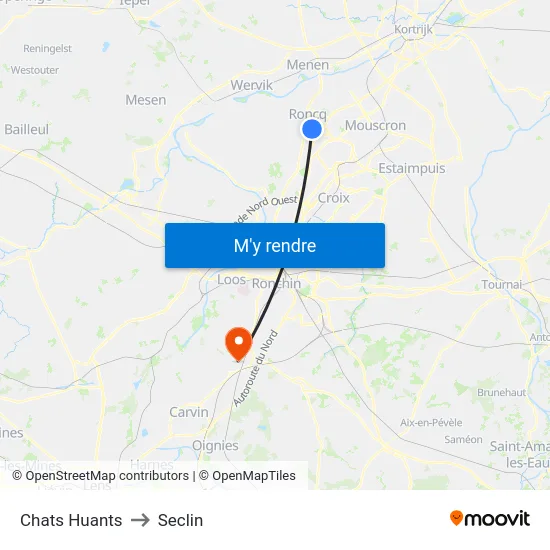 Chats Huants to Seclin map