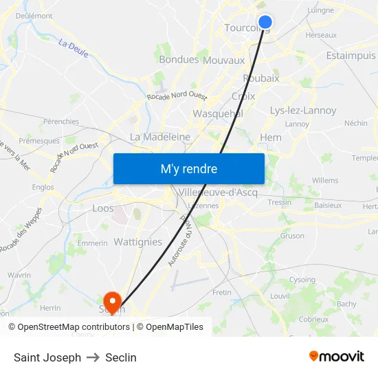 Saint Joseph to Seclin map