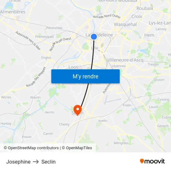 Josephine to Seclin map