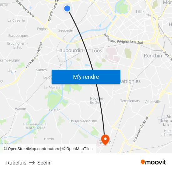Rabelais to Seclin map