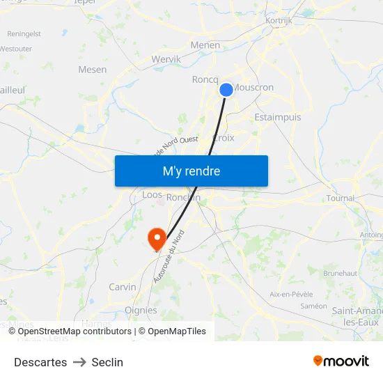 Descartes to Seclin map