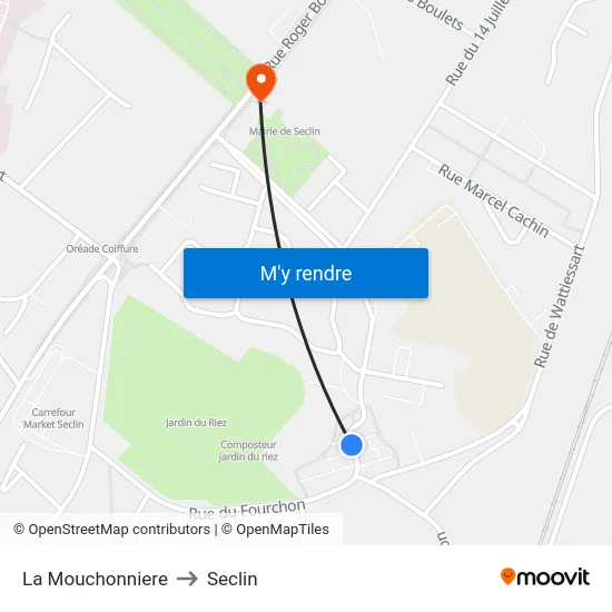 La Mouchonniere to Seclin map