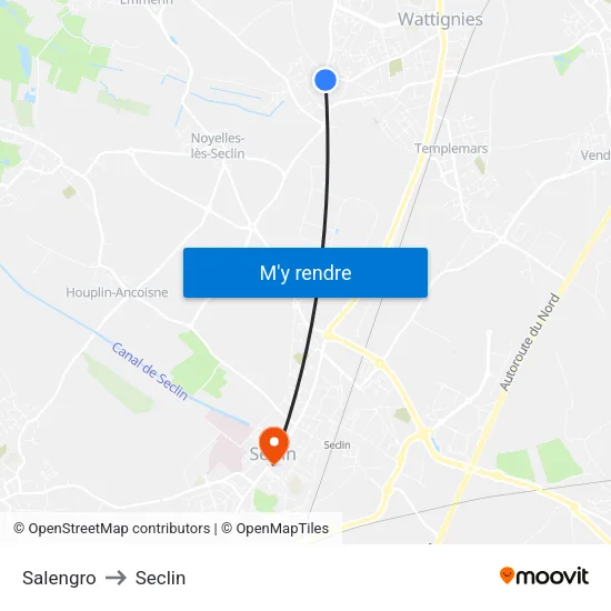 Salengro to Seclin map