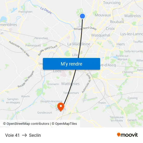 Voie 41 to Seclin map