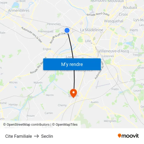 Cite Familiale to Seclin map