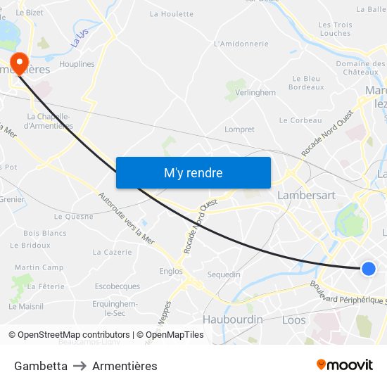 Gambetta to Armentières map