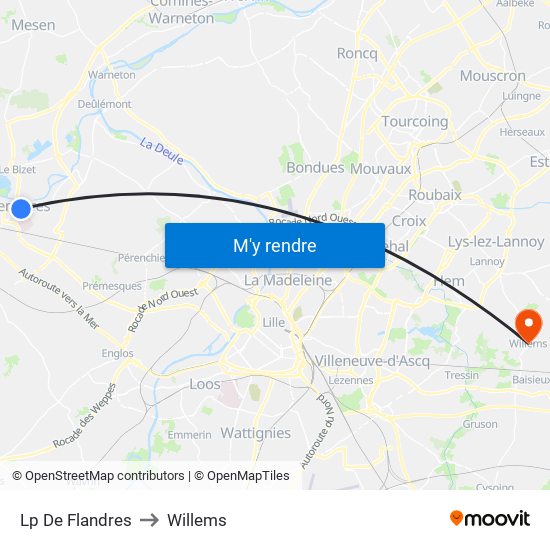 Lp De  Flandres to Willems map