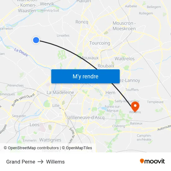 Grand Perne to Willems map