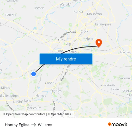 Hantay Eglise to Willems map