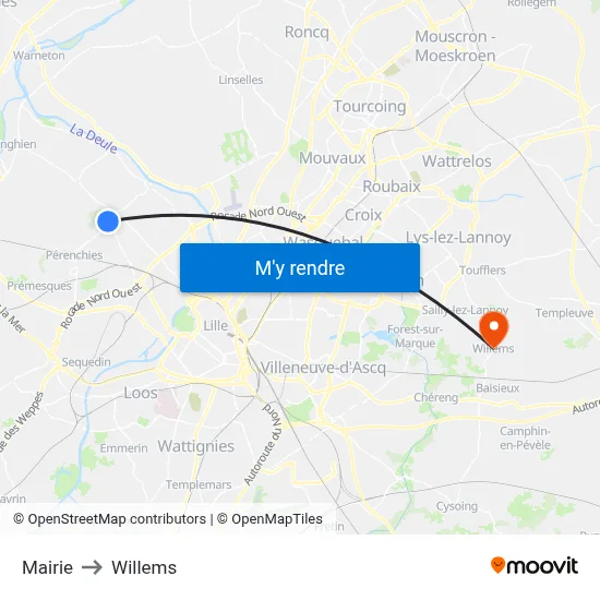 Mairie to Willems map