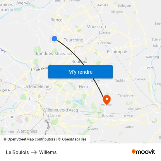 Le Boulois to Willems map