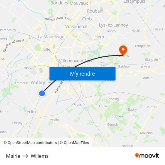 Mairie to Willems map