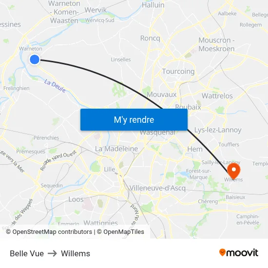 Belle Vue to Willems map
