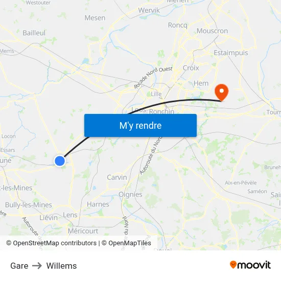 Gare to Willems map