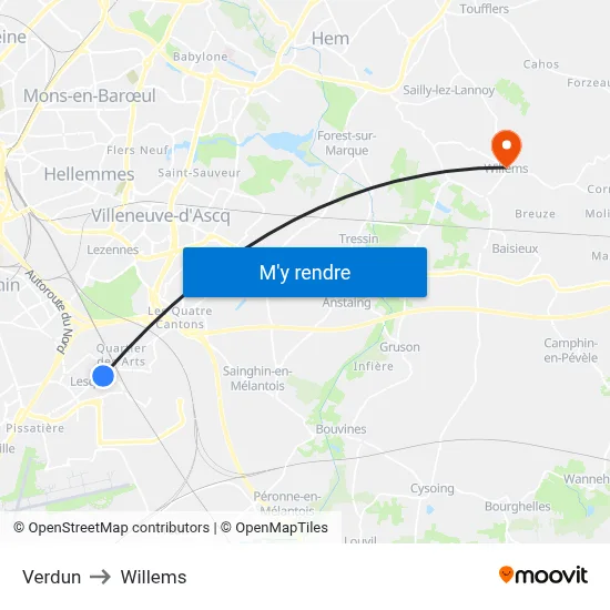 Verdun to Willems map