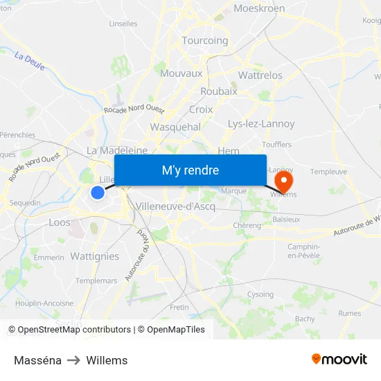 Masséna to Willems map