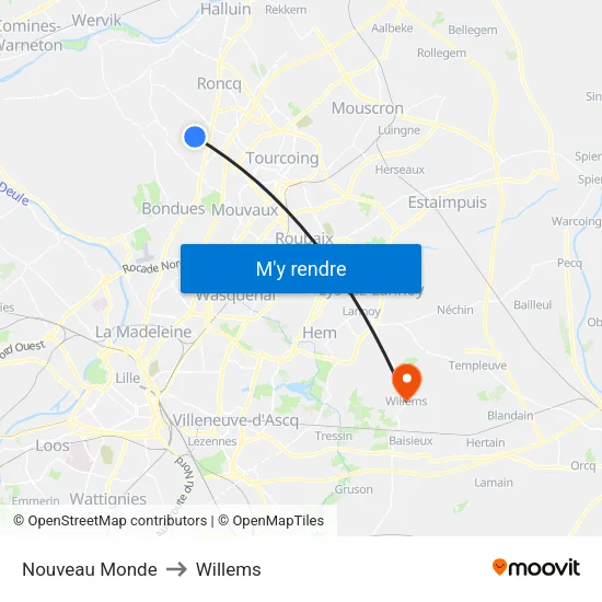 Nouveau Monde to Willems map