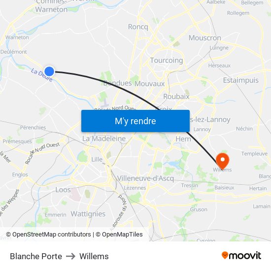 Blanche Porte to Willems map