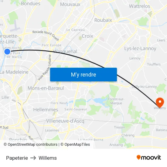 Papeterie to Willems map