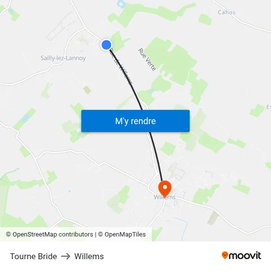Tourne Bride to Willems map