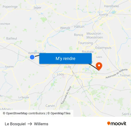 Le Bosquiel to Willems map