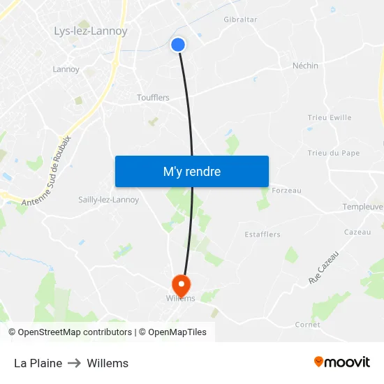 La Plaine to Willems map