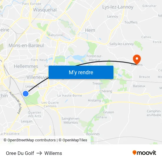 Oree Du Golf to Willems map