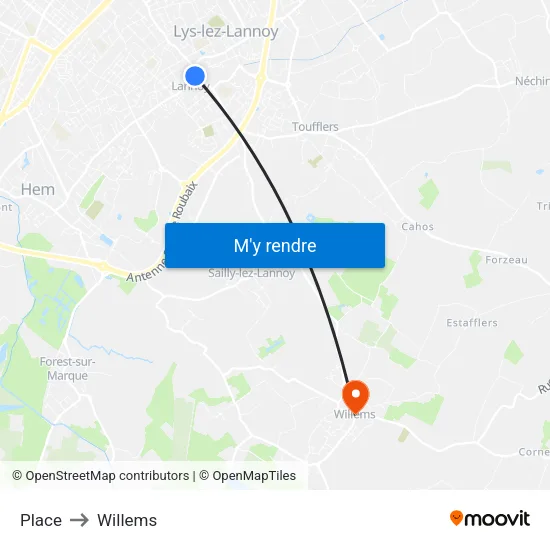 Place to Willems map