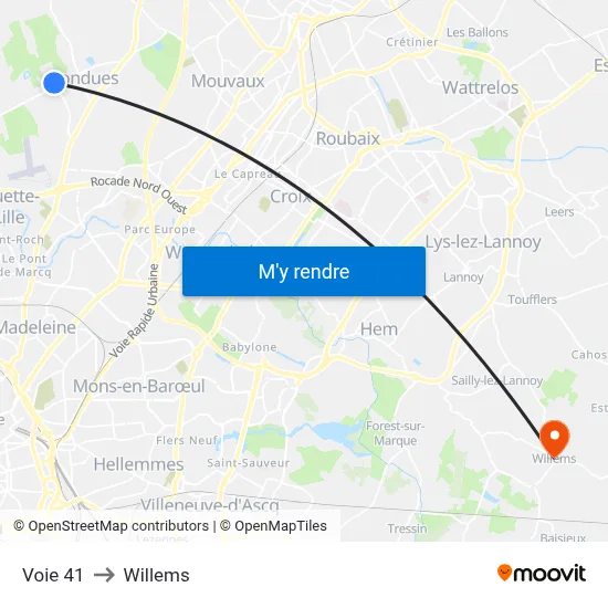 Voie 41 to Willems map