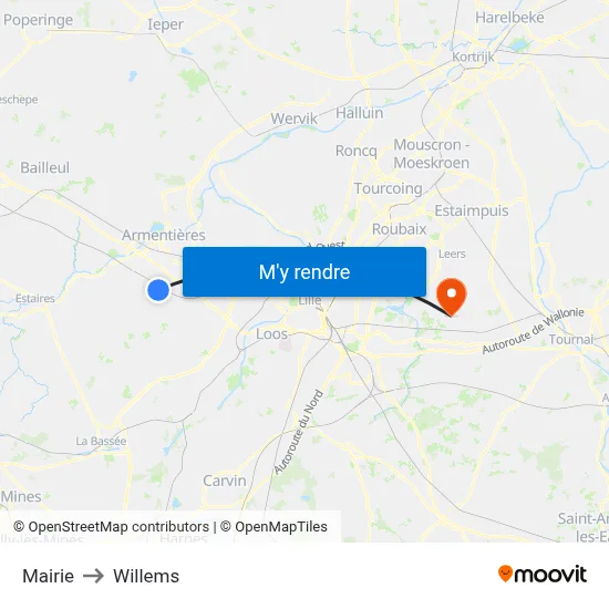 Mairie to Willems map
